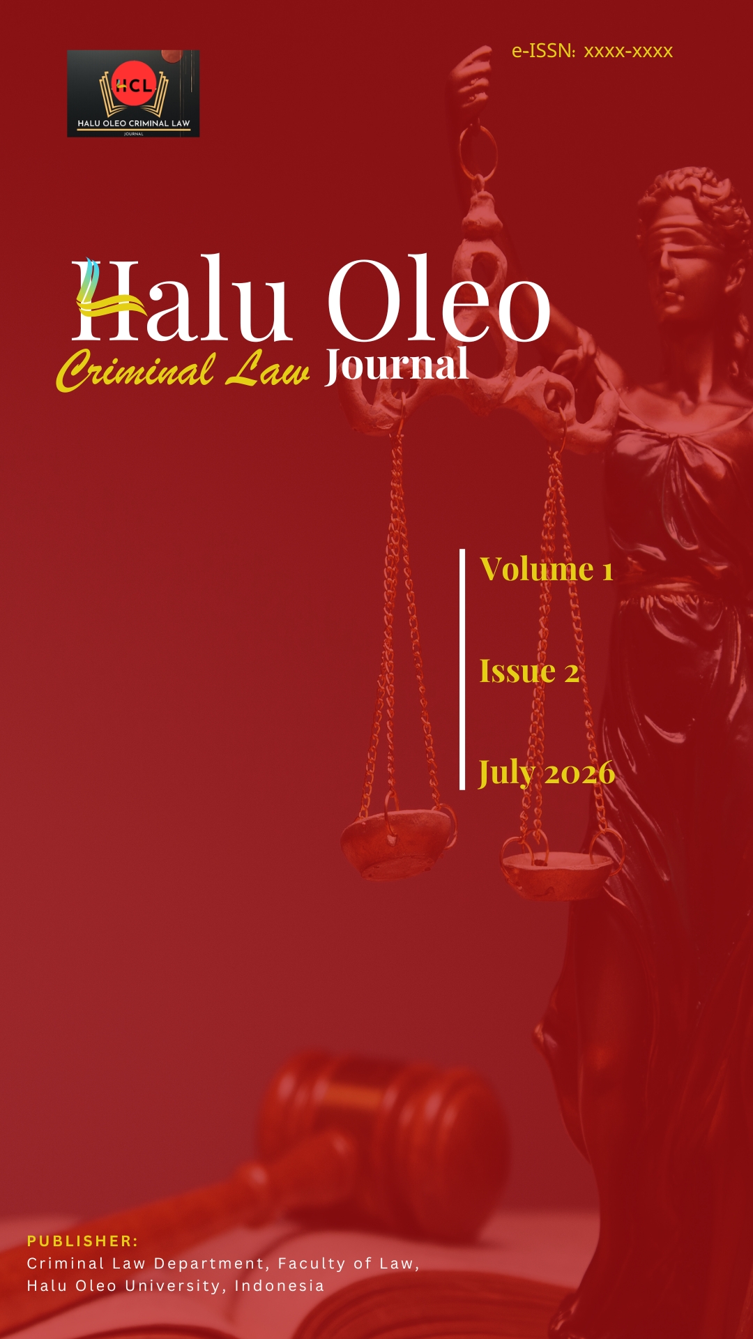 					View Vol. 1 No. 2 (2026): Halu Oleo Criminal Law Journal
				
